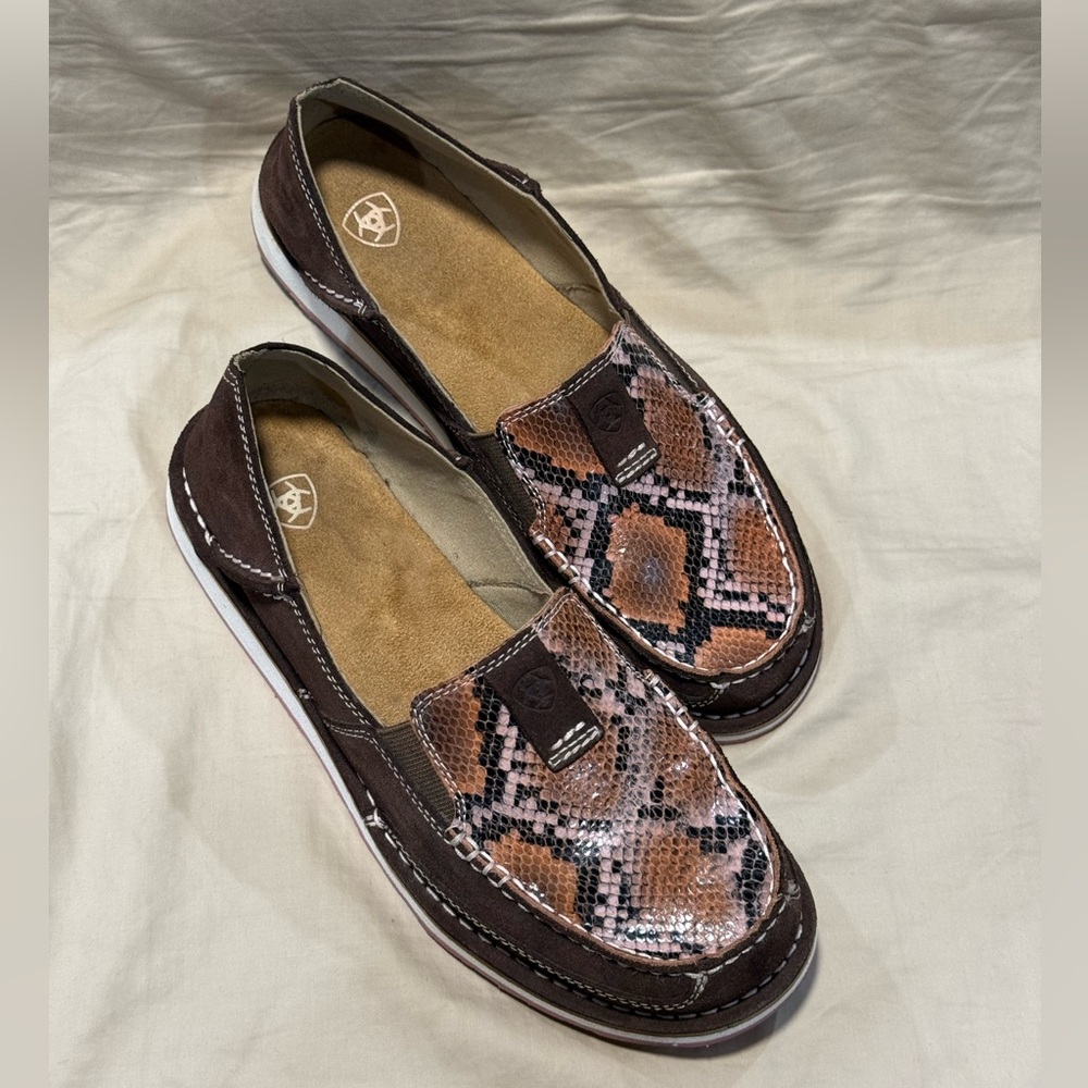 Ariat Brown and Tan Snakeskin Slip-On Shoes